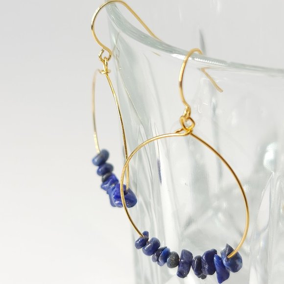 NEW Natural Stones Sterling Silver Hoop Earrings - Picture 8 of 9